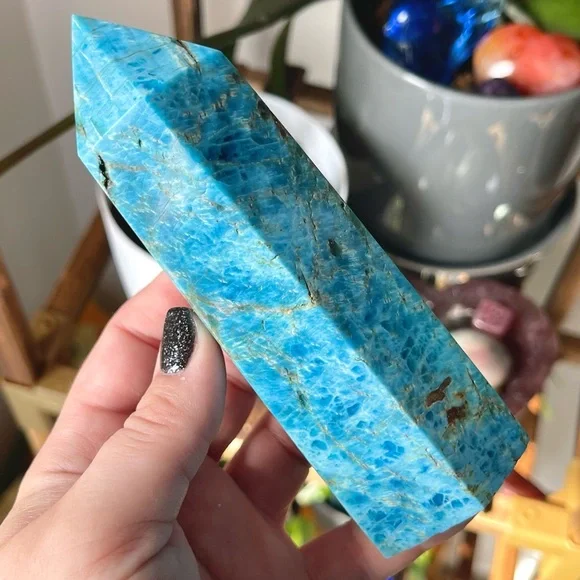 💙Stunning Blue Apatite Crystal Tower Point💙